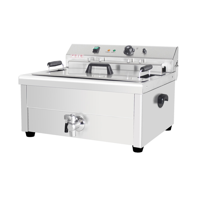 Freidora comercial eléctrica de acero inoxidable con cesta de aceite ancha para encimera