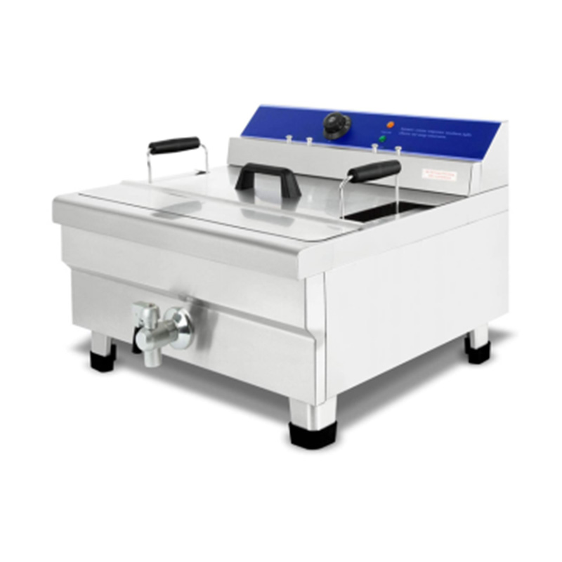 Freidora comercial eléctrica de acero inoxidable con cesta de aceite ancha para encimera