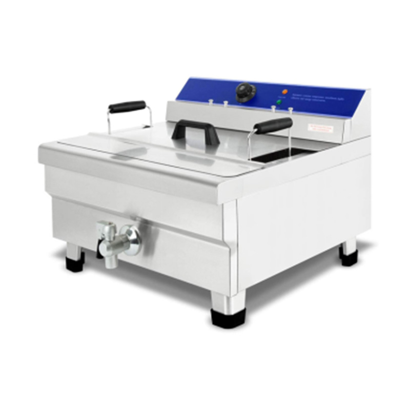 Freidora comercial eléctrica de acero inoxidable con cesta de aceite ancha para encimera