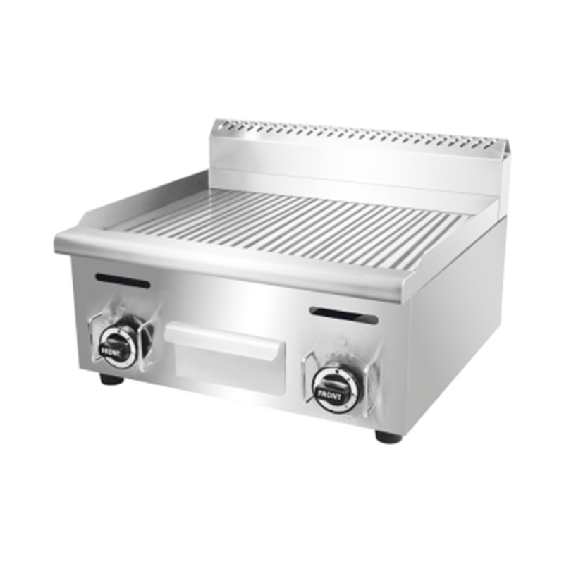 Plancha comercial de gas natural/GLP de acero inoxidable con patrón de placa ranurada