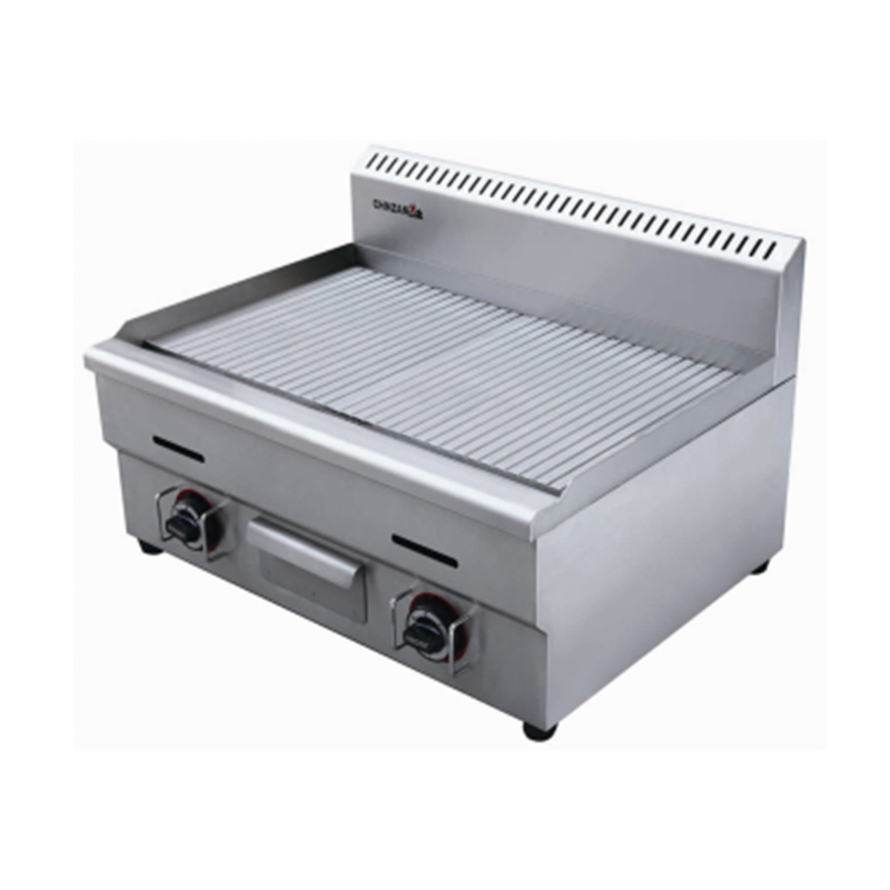 Plancha comercial de gas natural/GLP de acero inoxidable con patrón de placa ranurada