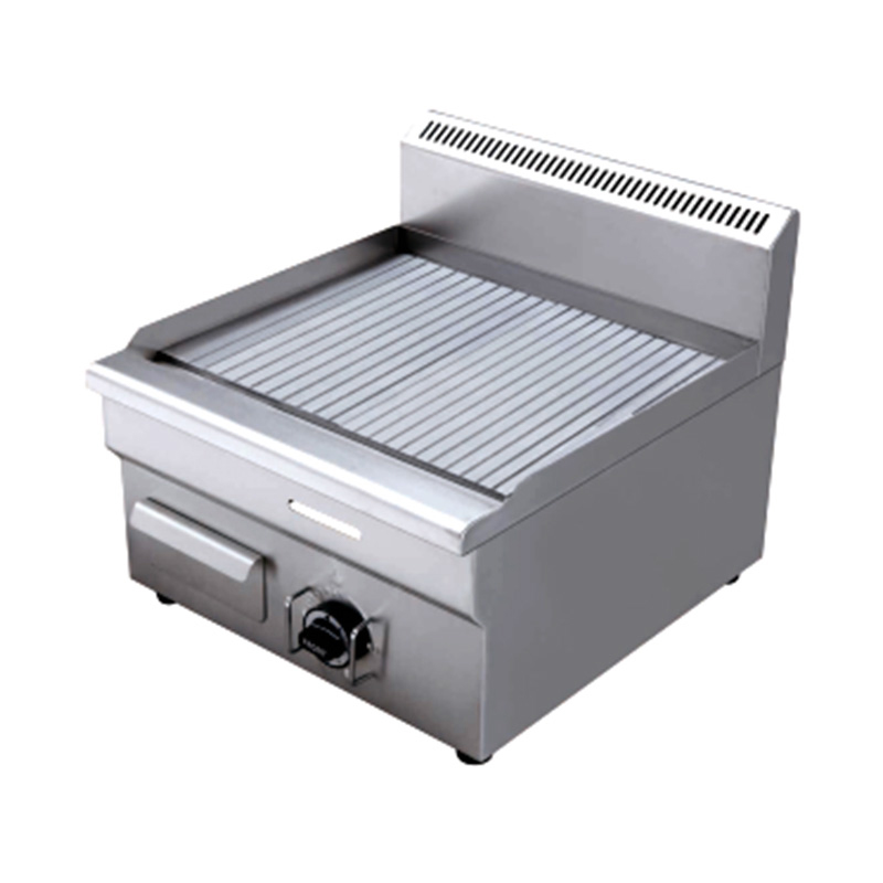 Plancha comercial de gas natural/GLP de acero inoxidable con patrón de placa ranurada