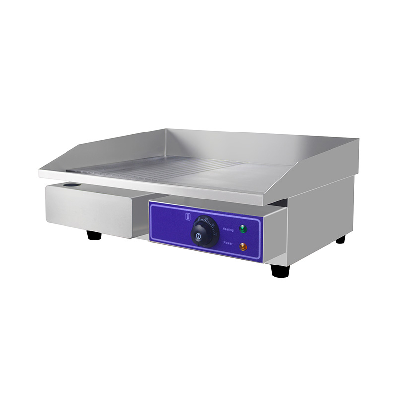 Plancha Eléctrica Comercial de Acero Inoxidable - Doble Superficie (Media Ranurada, Media Lisa)