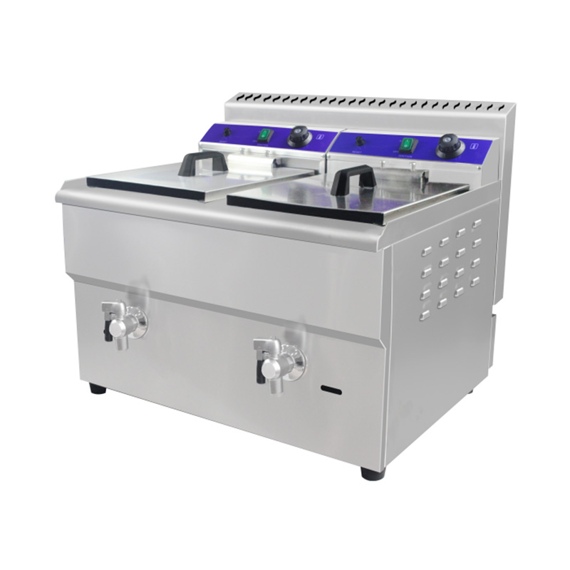 Freidora comercial de acero inoxidable a gas natural y GLP con válvula