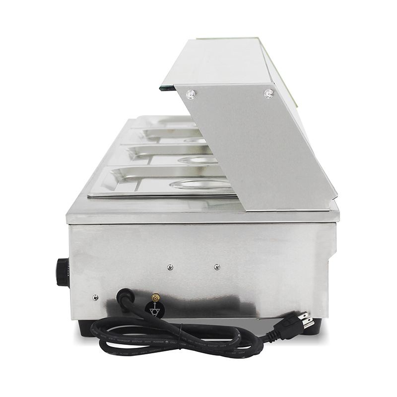 Baño María aislado comercial de acero inoxidable con protector de vidrio templado contra estornudos