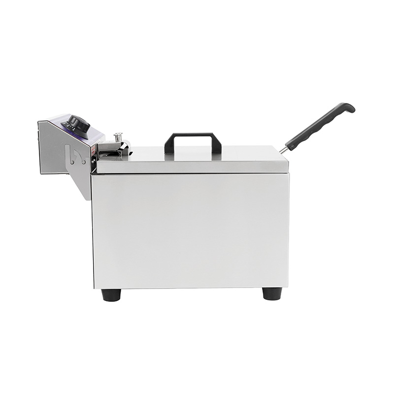 Freidora comercial eléctrica de encimera de acero inoxidable con panel azul con cesta única