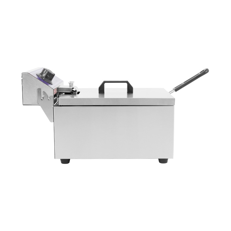 Freidora comercial eléctrica de encimera de acero inoxidable con panel azul con cesta única