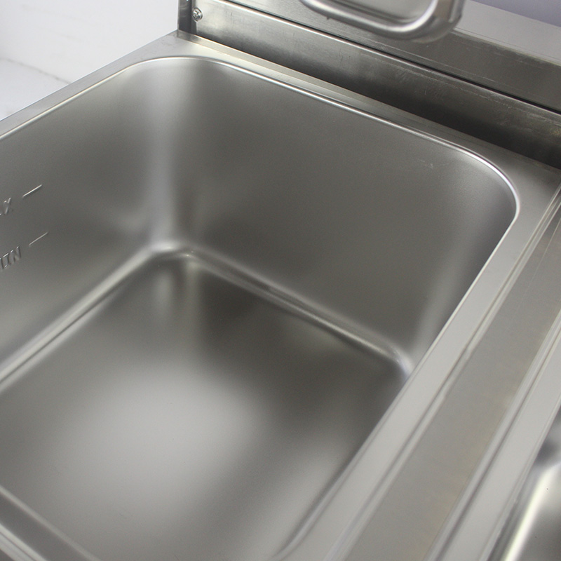 Freidora comercial eléctrica de encimera de acero inoxidable con panel azul con cesta doble