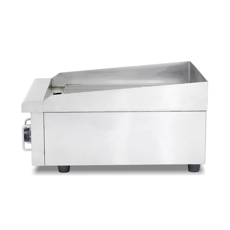 Plancha eléctrica para encimera de cocina comercial de acero inoxidable con patrón de placa ranurada