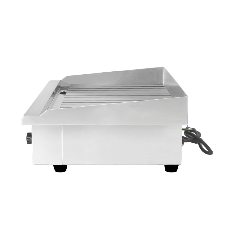 Plancha eléctrica para encimera de cocina comercial de acero inoxidable con patrón de placa ranurada