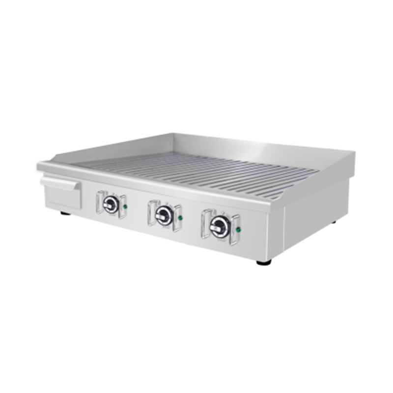 Plancha eléctrica para encimera de cocina comercial de acero inoxidable con patrón de placa ranurada