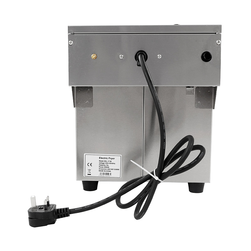 Freidora comercial eléctrica de encimera de acero inoxidable con panel azul con cesta única