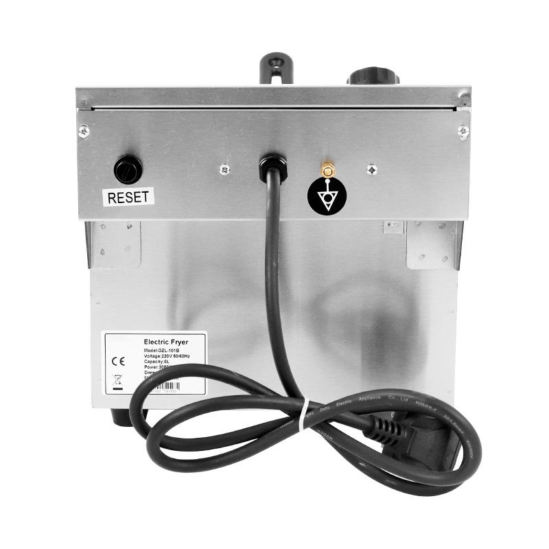 Freidora comercial eléctrica de encimera de acero inoxidable con panel azul con cesta única