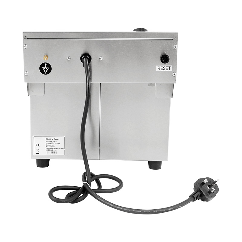 Freidora comercial eléctrica de encimera de acero inoxidable con panel azul con cesta única