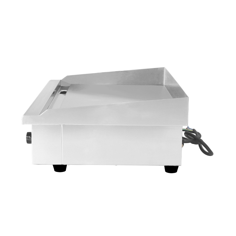 Plancha eléctrica de cocina comercial de acero inoxidable con patrón de placa plana