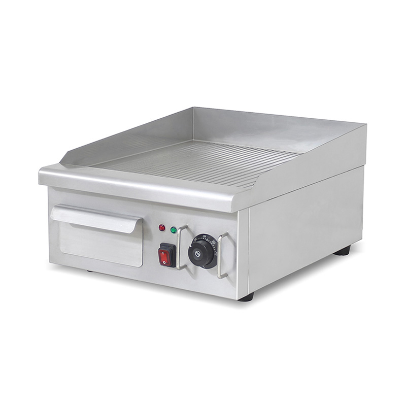 Plancha eléctrica para encimera de cocina comercial de acero inoxidable con patrón de placa ranurada
