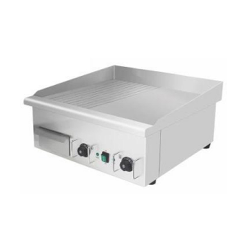 Plancha Eléctrica Comercial de Acero Inoxidable - Doble Superficie (Media Ranurada, Media Lisa)