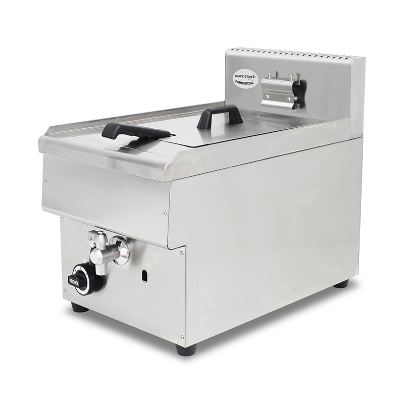 Freidora comercial de acero inoxidable a gas natural y GLP con válvula