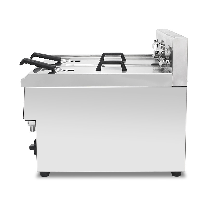 Freidora comercial de acero inoxidable a gas natural y GLP con válvula