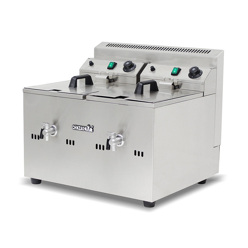 Freidora comercial de acero inoxidable a gas natural y GLP con válvula