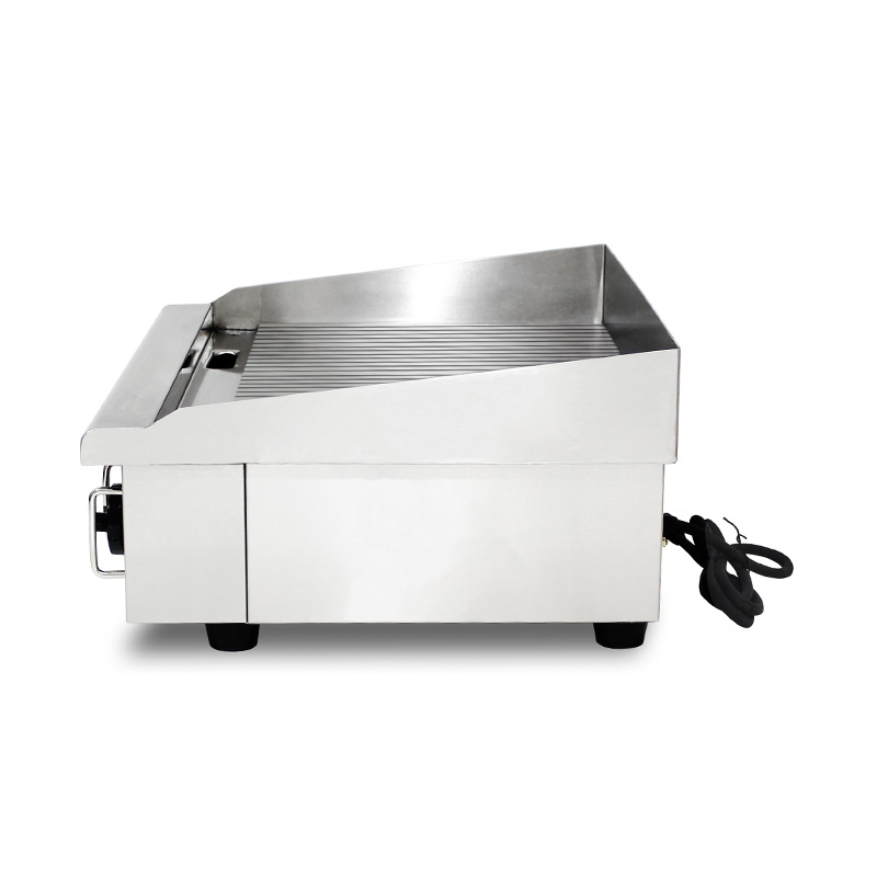 Plancha eléctrica para encimera de cocina comercial de acero inoxidable con patrón de placa ranurada