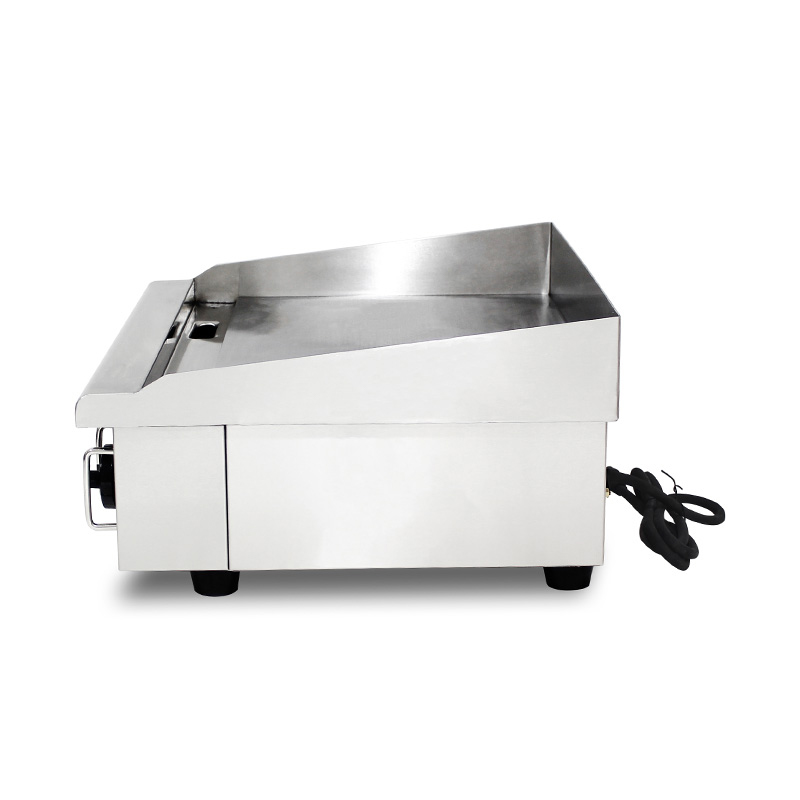 Plancha eléctrica de cocina comercial de acero inoxidable con patrón de placa plana