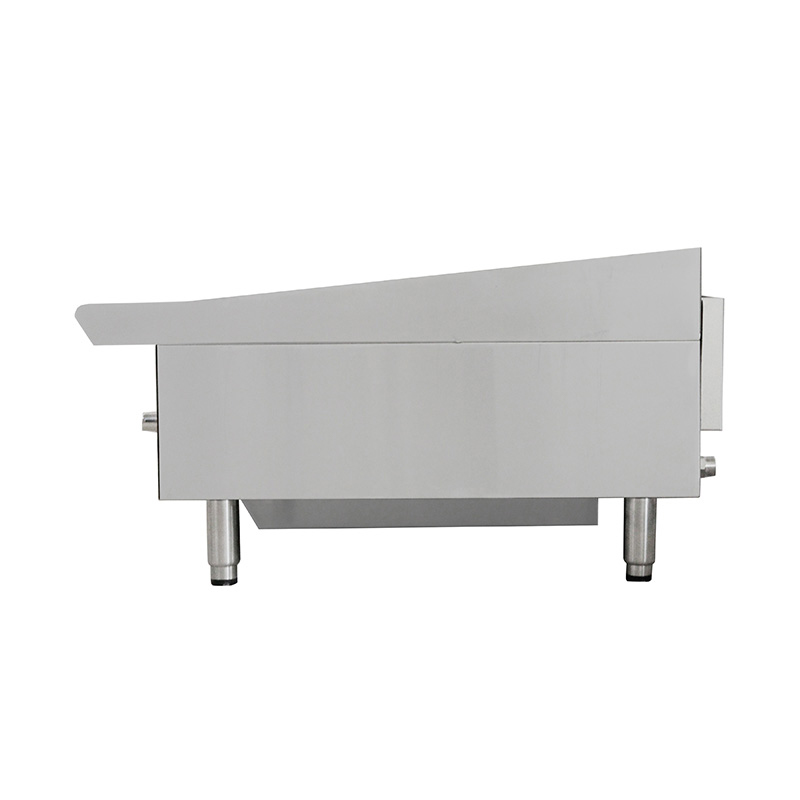 Plancha comercial de acero inoxidable para gas natural/GLP con protector contra llamas