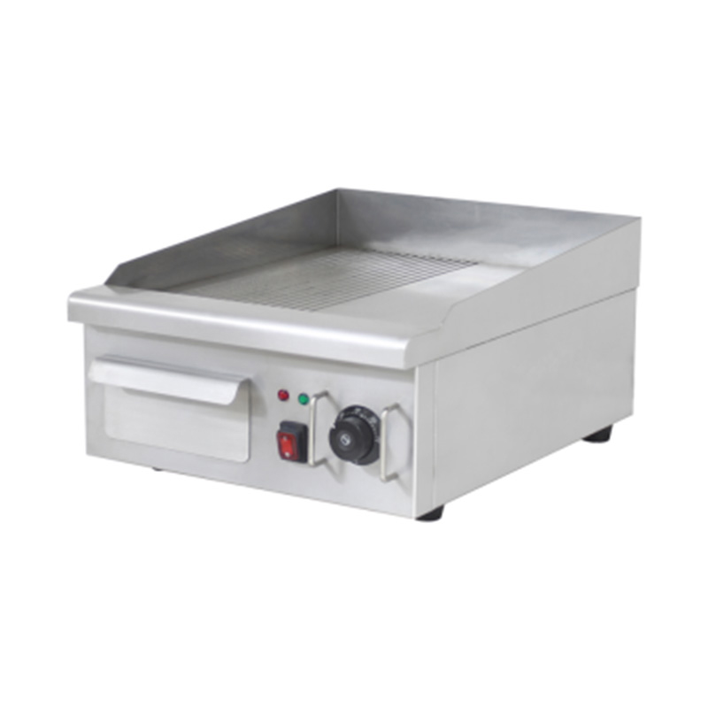 Plancha Eléctrica Comercial de Acero Inoxidable - Doble Superficie (Media Ranurada, Media Lisa)