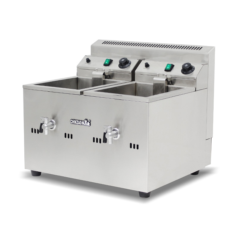 Freidora comercial de acero inoxidable a gas natural y GLP con válvula