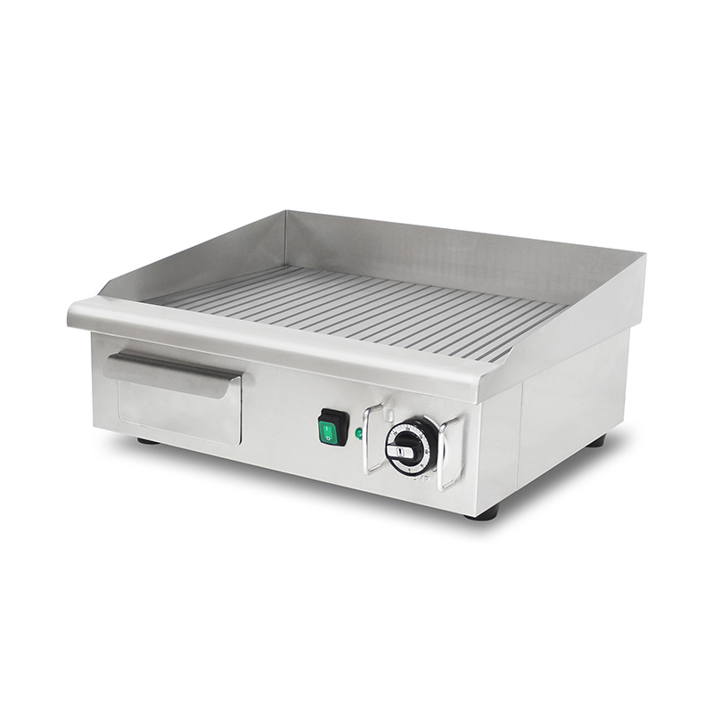 Plancha eléctrica para encimera de cocina comercial de acero inoxidable con patrón de placa ranurada