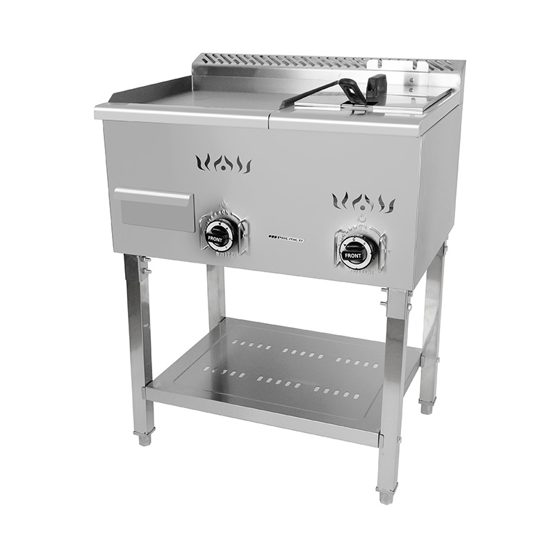 Plancha y freidora de pie de gas natural/GLP de acero inoxidable con patrón de placa plana
