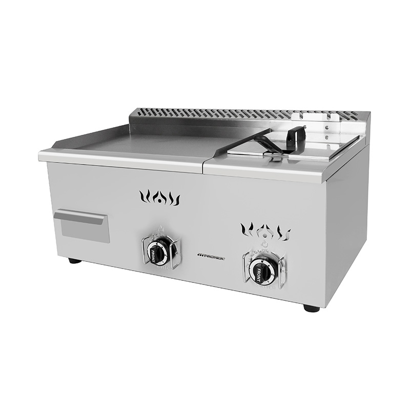 Plancha de encimera de cocina comercial de gas natural/GLP de acero inoxidable con freidora