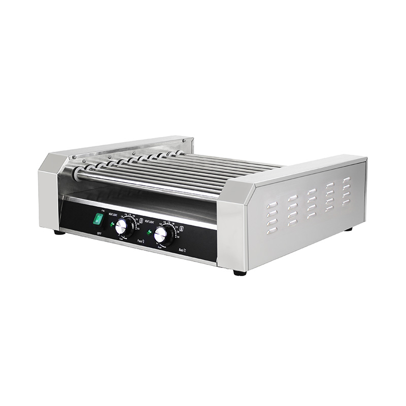 Máquina eléctrica de parrilla con rodillo para perritos calientes de acero inoxidable