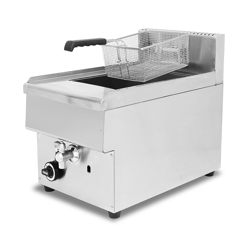 Freidora comercial de acero inoxidable a gas natural y GLP con válvula