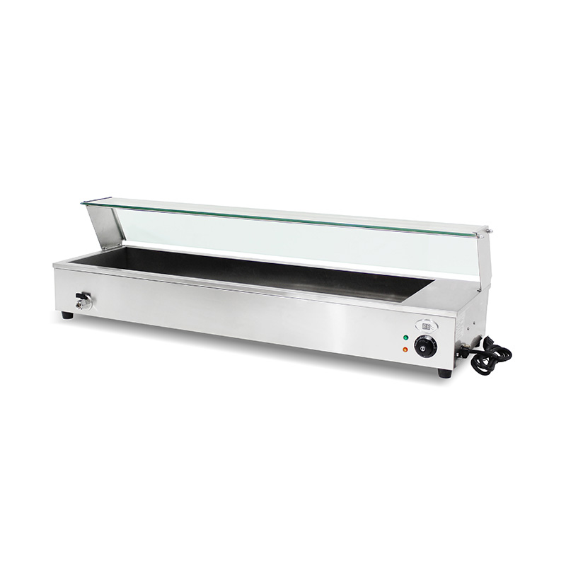 Baño María aislado comercial de acero inoxidable con protector de vidrio templado contra estornudos