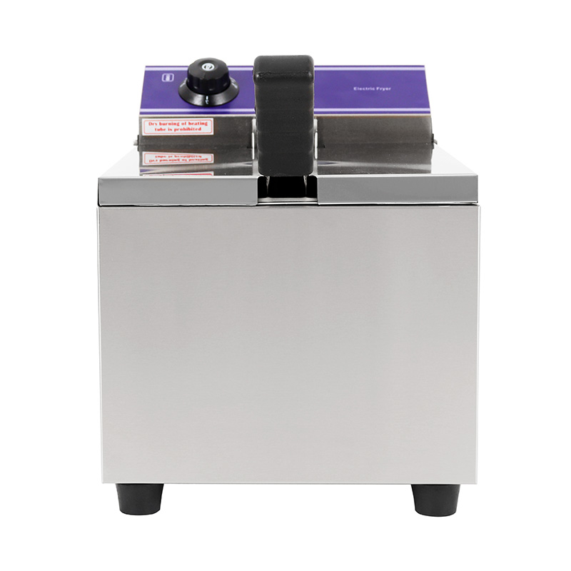 Freidora comercial eléctrica de encimera de acero inoxidable con panel azul con cesta única