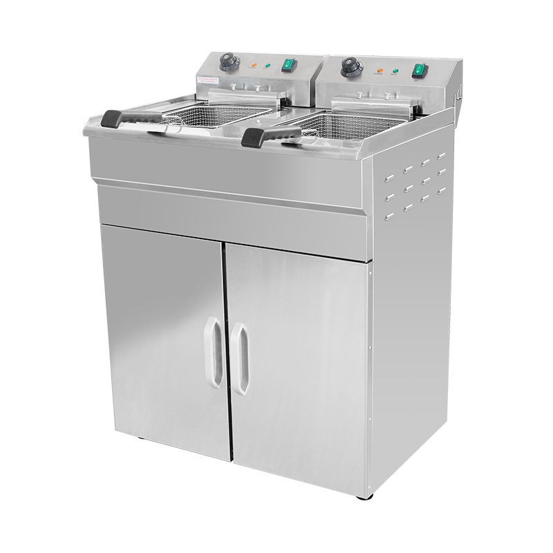 Freidora derecha comercial eléctrica de acero inoxidable con gabinete