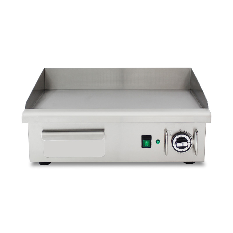 Plancha eléctrica de cocina comercial de acero inoxidable con patrón de placa plana