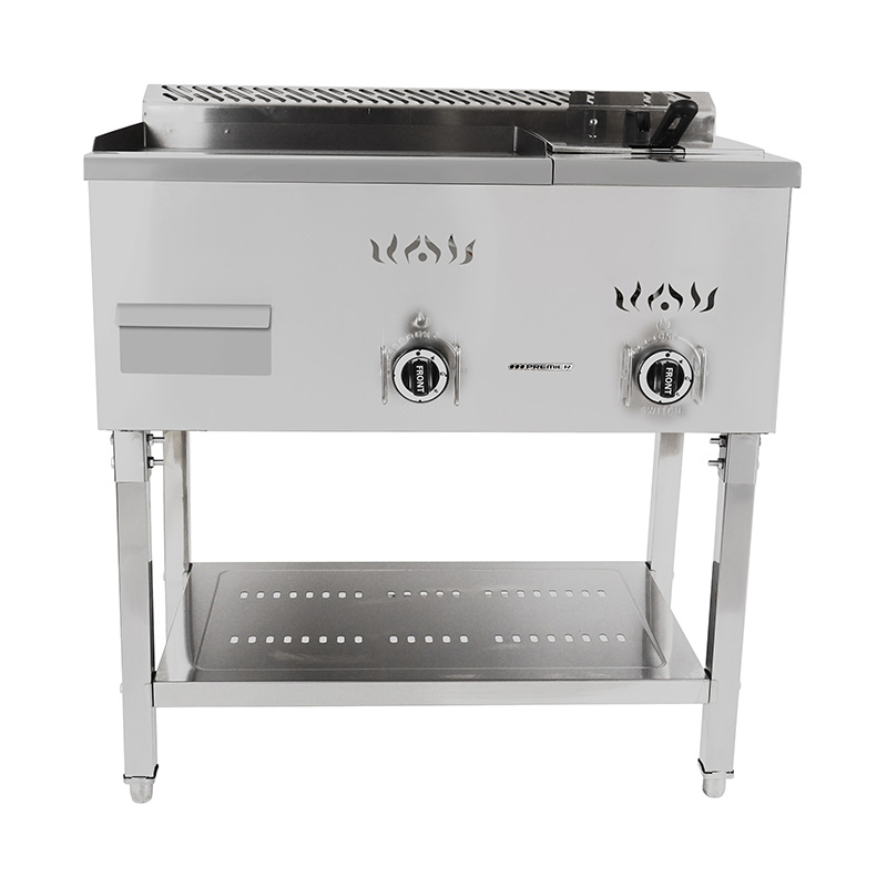 Plancha y freidora de pie de gas natural/GLP de acero inoxidable con patrón de placa plana