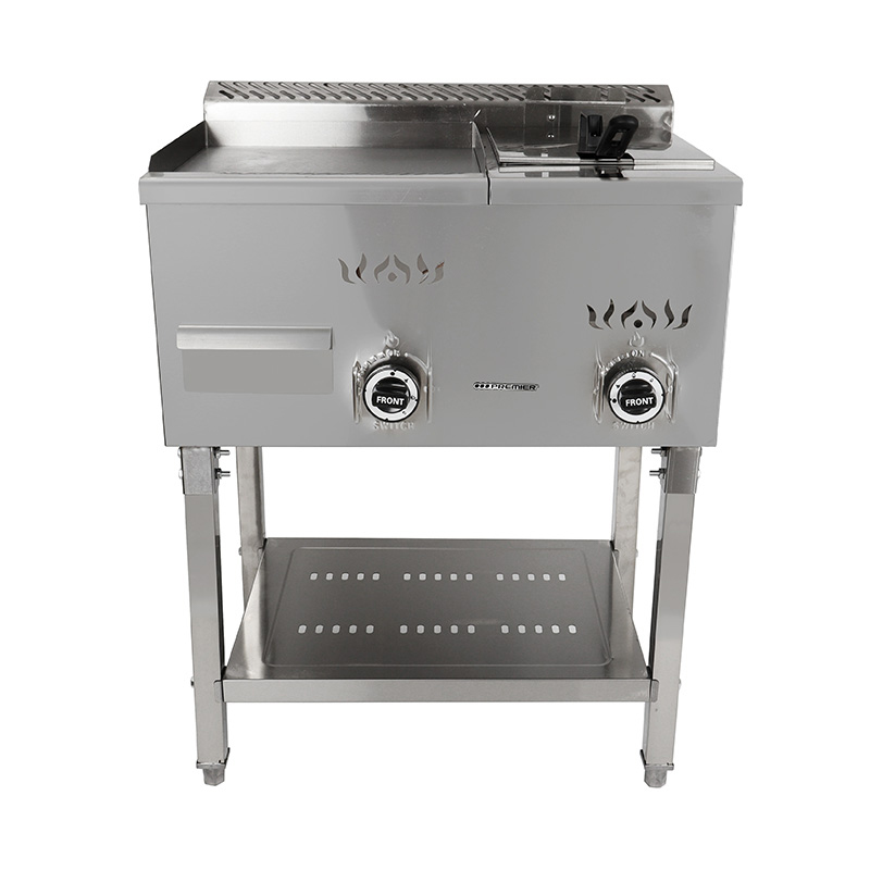 Plancha y freidora de pie de gas natural/GLP de acero inoxidable con patrón de placa plana