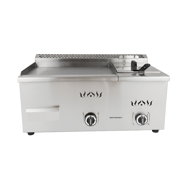 Plancha de encimera de cocina comercial de gas natural/GLP de acero inoxidable con freidora