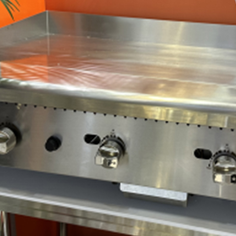 Plancha comercial de acero inoxidable para gas natural/GLP con protector contra llamas
