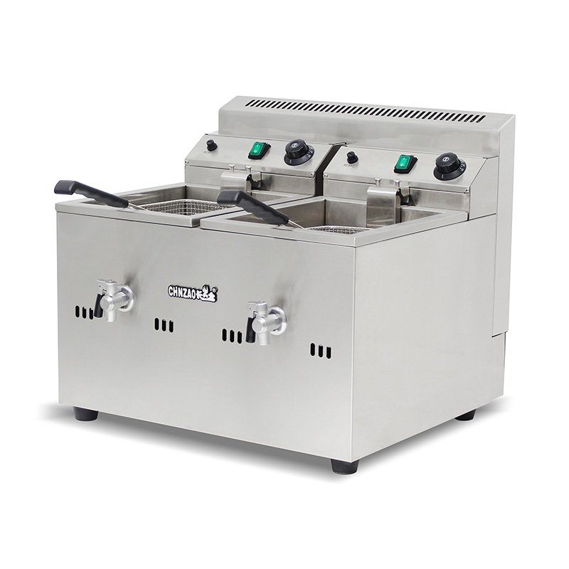 Freidora comercial de acero inoxidable a gas natural y GLP con válvula