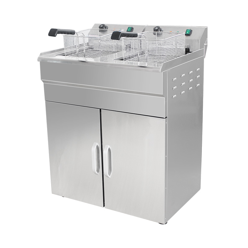 Freidora derecha comercial eléctrica de acero inoxidable con gabinete