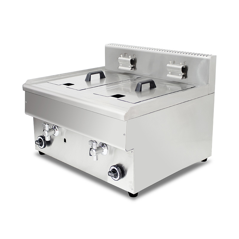 Freidora comercial de acero inoxidable a gas natural y GLP con válvula