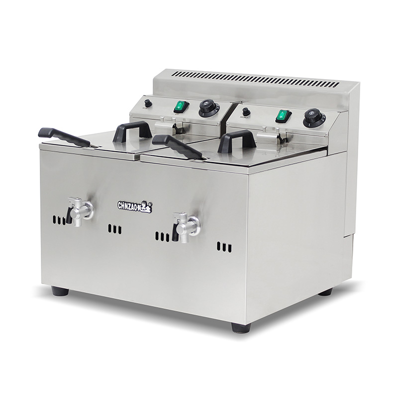 Freidora comercial de acero inoxidable a gas natural y GLP con válvula