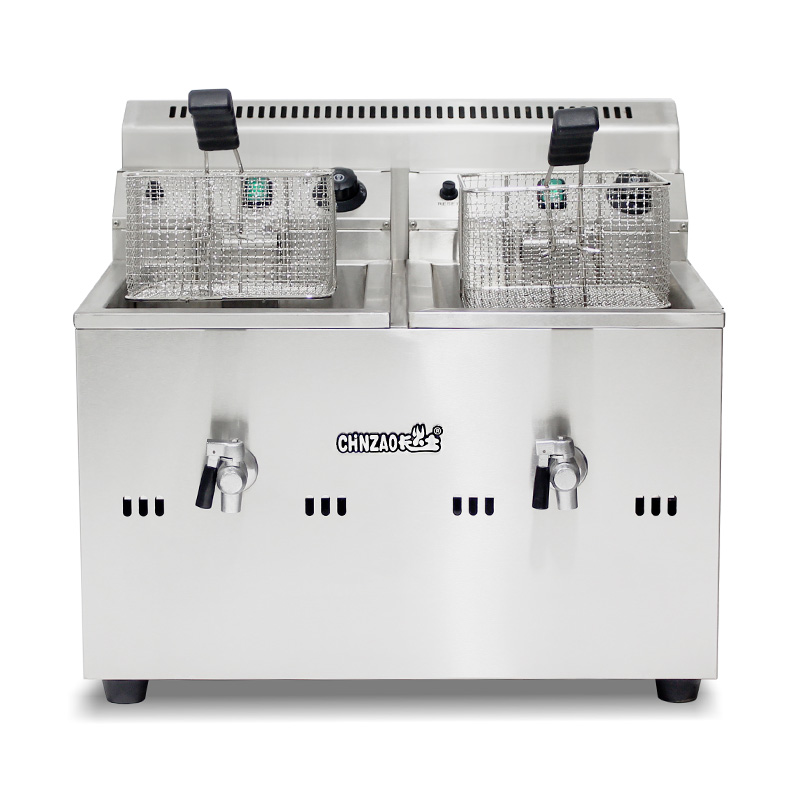 Freidora comercial de acero inoxidable a gas natural y GLP con válvula