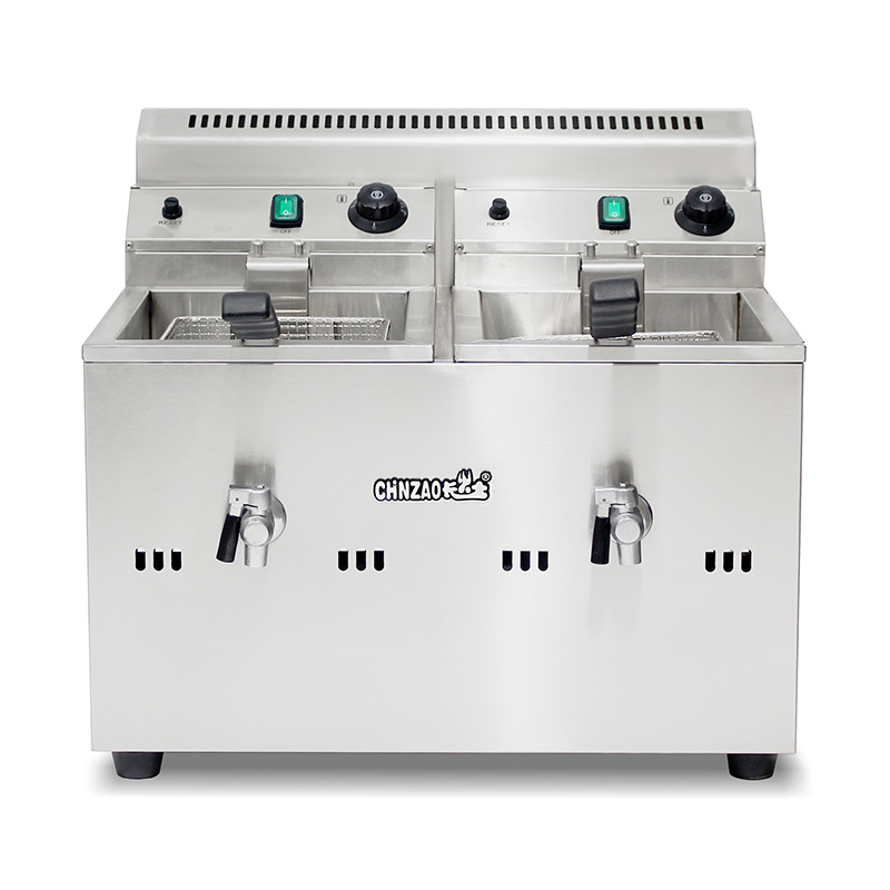 Freidora comercial de acero inoxidable a gas natural y GLP con válvula