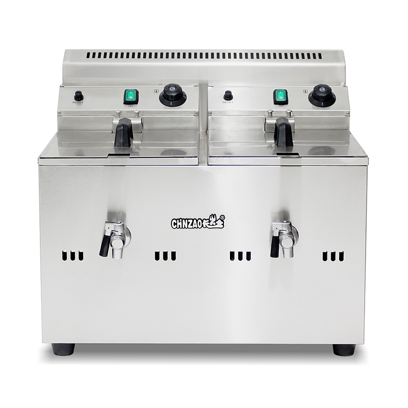 Freidora comercial de acero inoxidable a gas natural y GLP con válvula