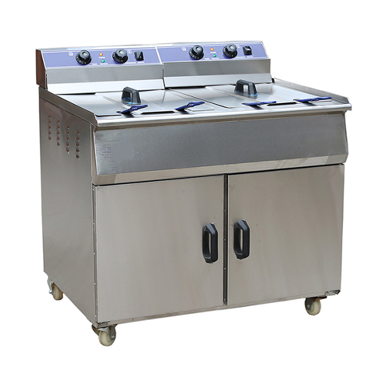 Freidora derecha comercial eléctrica de acero inoxidable con gabinete